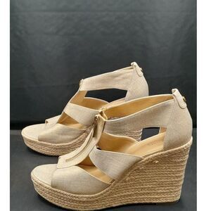 Michael Kors Berkley Espadrille DAMITA MK Logo Wedge Sandals Size 10M